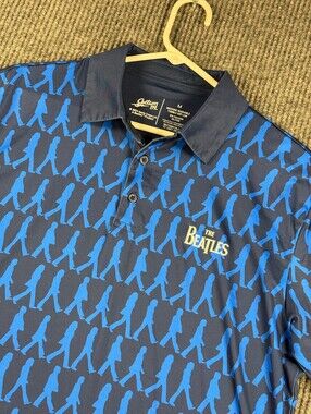 Section 119 Polo Mens M The Beatles Abbey Road All Over Print Golf Stretch